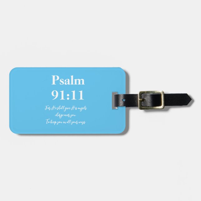 Psalm 91:11 Personlig Christian Luggage Tag Bagagebricka (Horisontell Framsida)