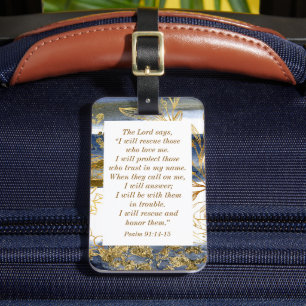Psalm 91:14-15 Herren säger att jag ska Rädding Bi Bagagebricka