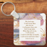Psalm 91:14-15 Herren säger att jag ska Rädding Bi Nyckelring<br><div class="desc">Nyckelkedjan med inspirerande citattecken skildrar en modern bakgrund för rosa och blå abstrakt med accenter från guld. Den har en kraftfull och uppmuntrande bibelverse från Psalm 91:14-15, The Lord säger: "Jag ska rädding dem som kärlek mig. Jag ska skydda dem som litar på min namn. När de uppmanar mig kommer...</div>