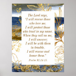 Psalm 91:14-15 Herren säger att jag ska Rädding Bi Poster