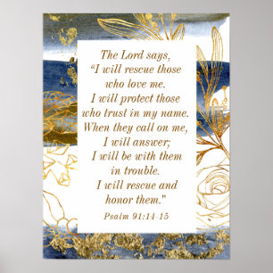 Psalm 91:14-15 Herren säger att jag ska Rädding Bi Poster