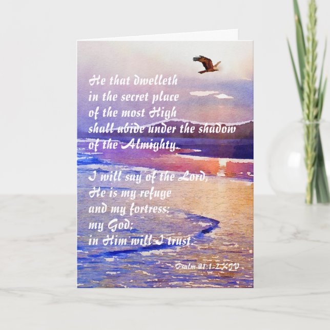 Psalm 91:1-2 Den som bor i den hemliga platsen Kort (Framsida)