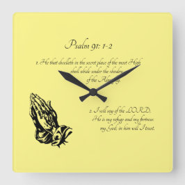 Psalm 91:1-2  Gul Fyrkantig Klocka