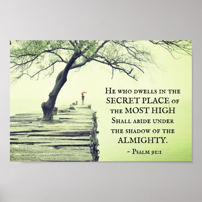 Psalm 91:1 Han som bor i SECRET STÄLLE Poster (Framsidan)