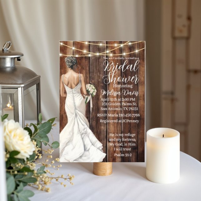 Psalm 91:2 Bridal Shower Invitation Inbjudningar (Personalize this beautiful Psalm 91 bridal shower invitation. )