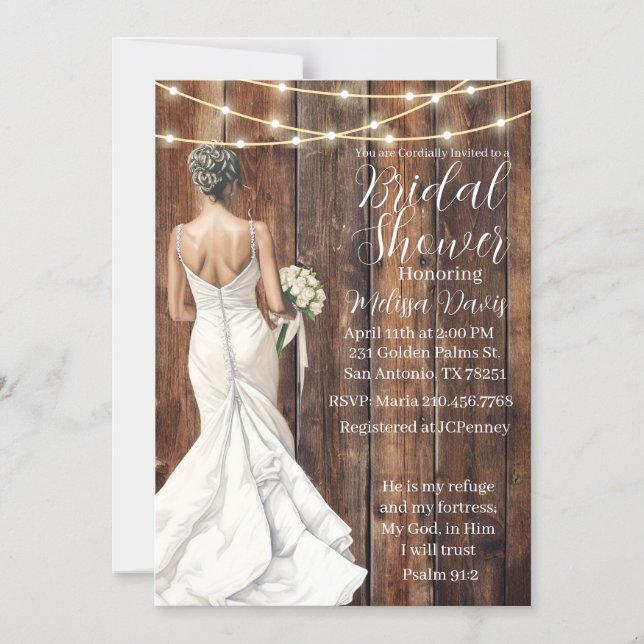 Psalm 91:2 Bridal Shower Invitation Magnetisk Inbjudningskort (Framsida)
