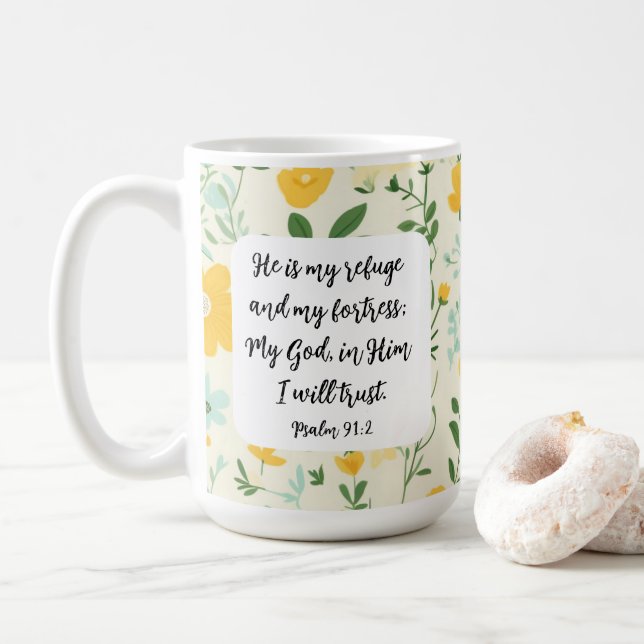 Psalm 91:2 Christian Coffee Mug Kaffemugg (Med munk)