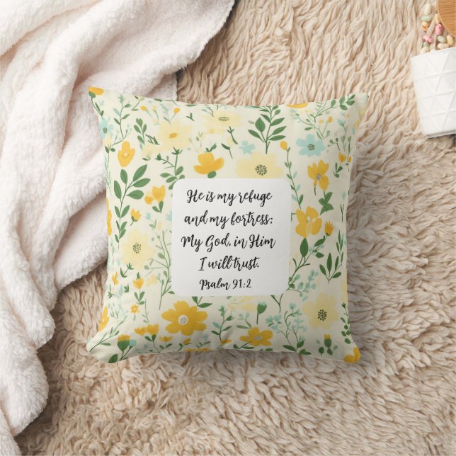Psalm 91:2 Christian Throw Pillow Kudde (Filt)