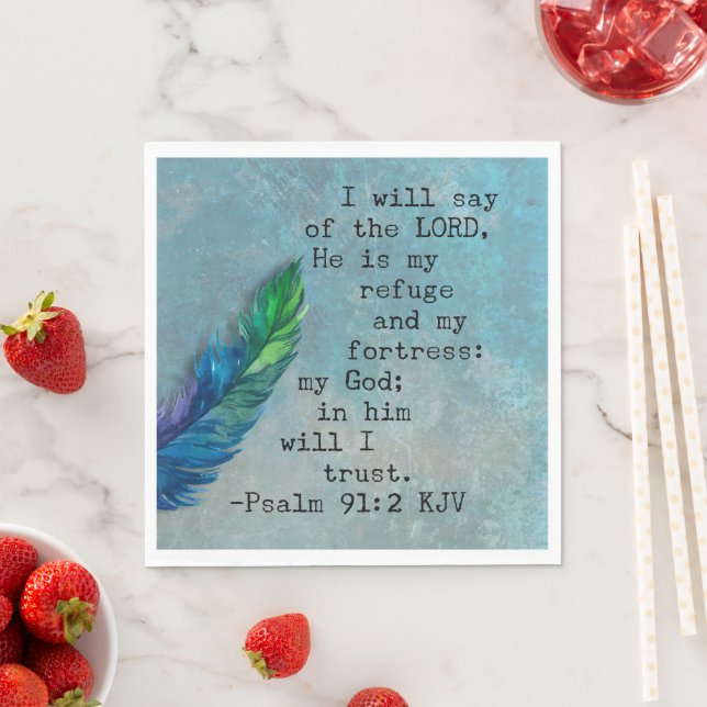 Psalm 91:2 KJV Bible Verse Papper Napkins Pappersservett (Insitu)