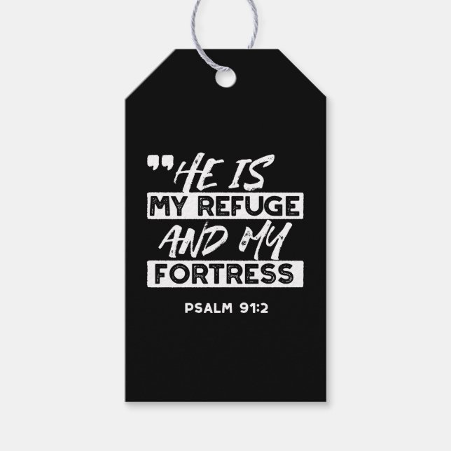 Psalm 91:2 - Min fristad och min fästning Christia Presentetikett (Framsidan)