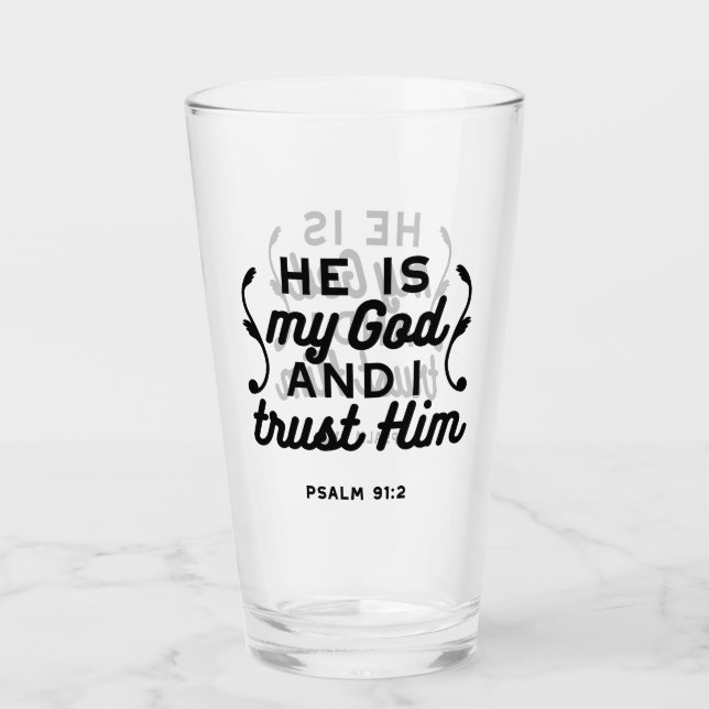 Psalm 91:2 – Tro på Gud Kristet bibelvers Glaskopp (Framsida)