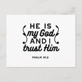 Psalm 91:2 – Tro på Gud Kristet bibelvers Helg Vykort