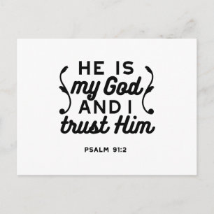 Psalm 91:2 – Tro på Gud Kristet bibelvers Helg Vykort