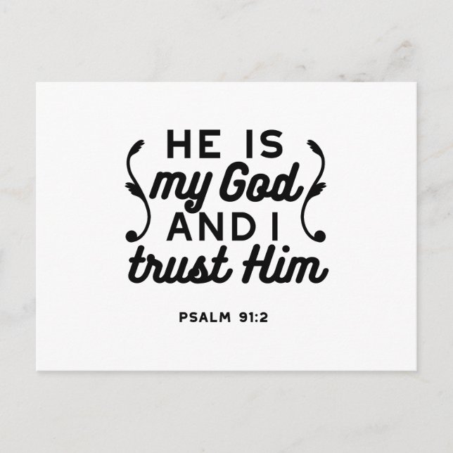 Psalm 91:2 – Tro på Gud Kristet bibelvers Helg Vykort (Framsida)