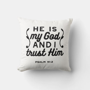 Psalm 91:2 – Tro på Gud Kristet bibelvers Kudde