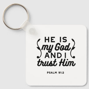 Psalm 91:2 – Tro på Gud Kristet bibelvers Nyckelring