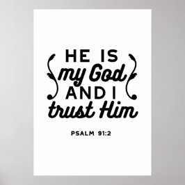 Psalm 91:2 – Tro på Gud Kristet bibelvers Poster
