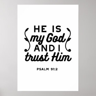 Psalm 91:2 – Tro på Gud Kristet bibelvers Poster