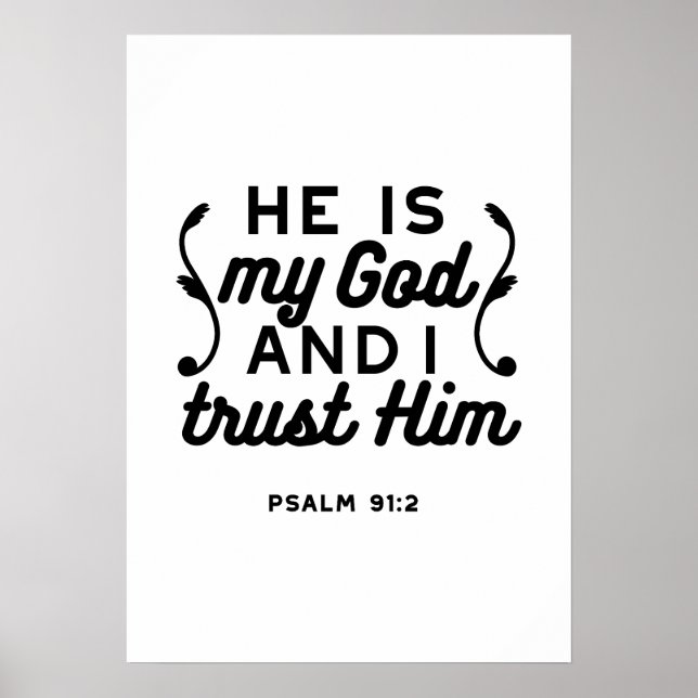 Psalm 91:2 – Tro på Gud Kristet bibelvers Poster (Framsidan)