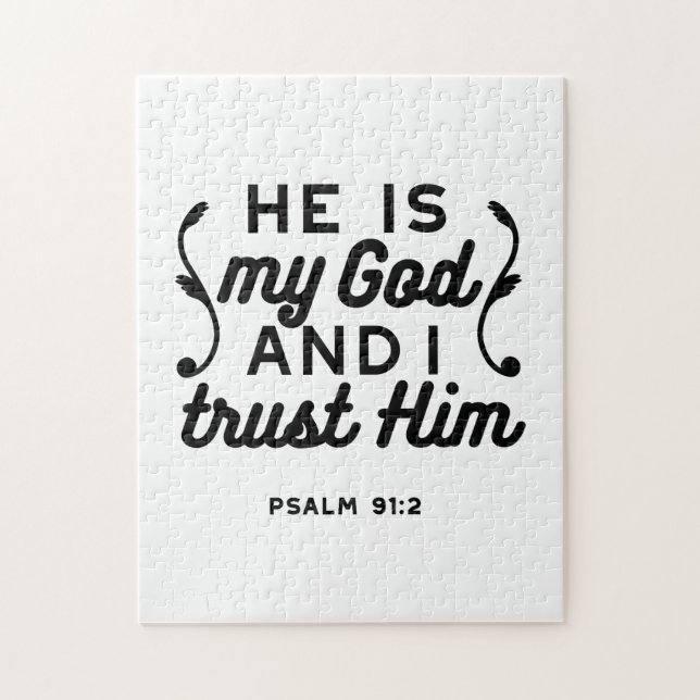 Psalm 91:2 – Tro på Gud Kristet bibelvers Pussel (Vertikal)