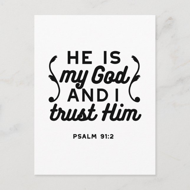 Psalm 91:2 – Tro på Gud Kristet bibelvers Vykort (Framsida)