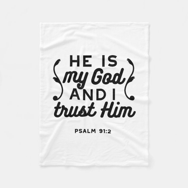 Psalm 91:2 – Trust in God Christian Bible Verse Fleecefilt (Framsidan)