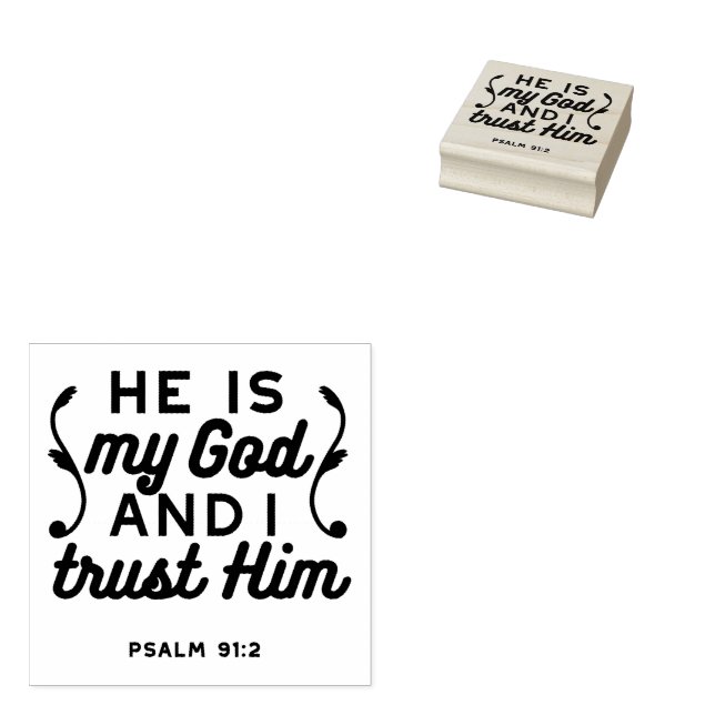 Psalm 91:2 – Trust in God Christian Bible Verse Stämpel (Stämplad)