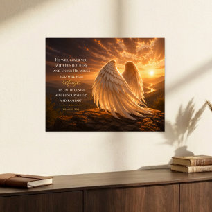 Psalm 91:4 Änglaängar Kristen Poster