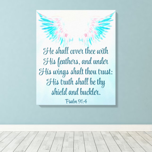 Psalm 91:4 canvastryck (Insitu (trägolv))