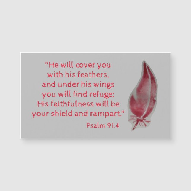 Psalm 91:4 Fjäderbibelns versa magnetkort (Framsida)