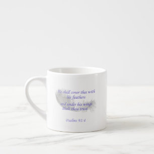 Psalm 91:4 Han skall täcka dig med sina fjädrar Espressomugg