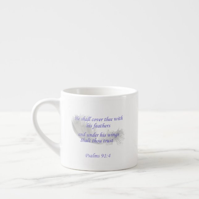 Psalm 91:4 Han skall täcka dig med sina fjädrar Espressomugg (Vänster)