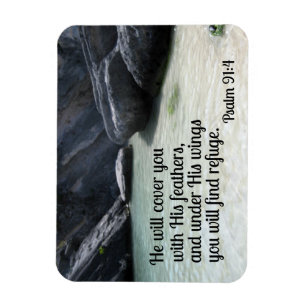 Psalm 91:4 Han täcker dig med hans fjädrar Magnet
