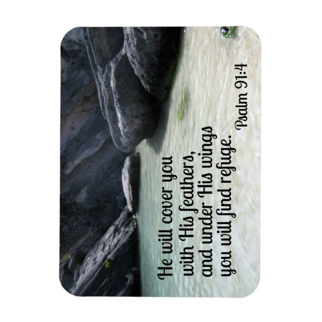 Psalm 91:4 Han täcker dig med hans fjädrar Magnet (Vertikal)