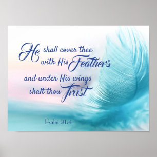 Psalm 91:4 Kung James Bible Poster