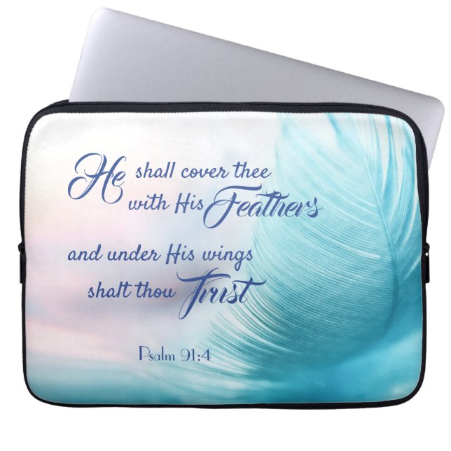 Psalm 91:4 Kung James Laptop sleeve (Framsidan)