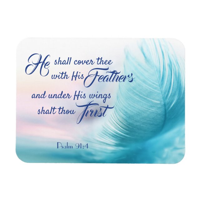 Psalm 91:4 Kung James Magnet (Horisontell)