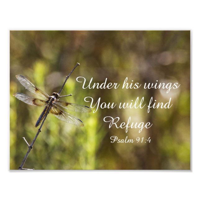 Psalm 91:4 med dragonfly fototryck (Framsidan)