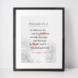 Psalm 91:4 Monokroma fjädrar Poster