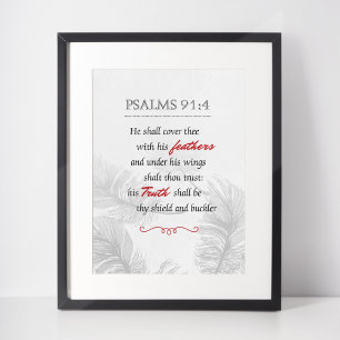 Psalm 91:4 Monokroma fjädrar Poster