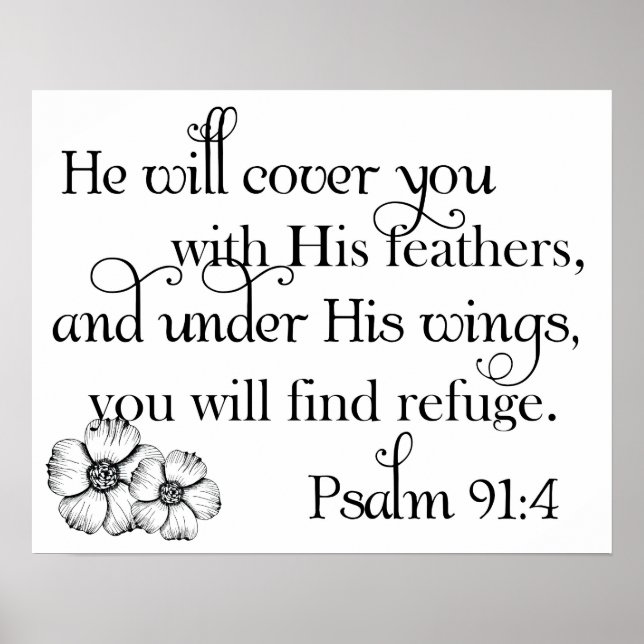Psalm 91:4 Skriv ut Poster (Framsidan)