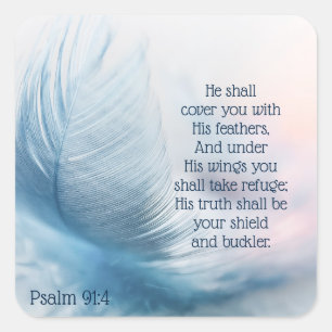 Psalm 91:4 under hans Vingar Fyrkantigt Klistermärke