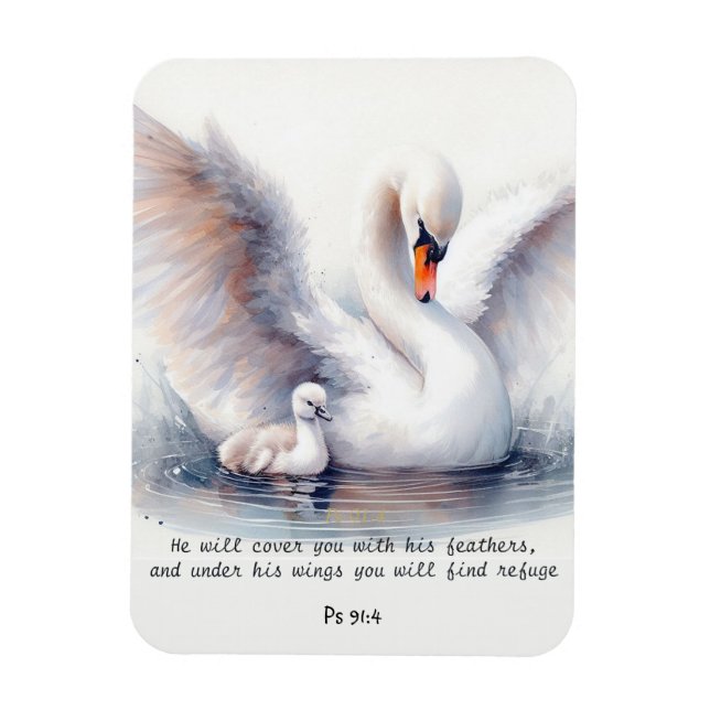 Psalm 91:4 Vingar Guds beskydd Bibelns skrift Magnet (Vertikal)