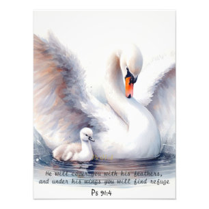 Psalm 91:4 Vingar Guds skydd Bibelskrift Fototryck