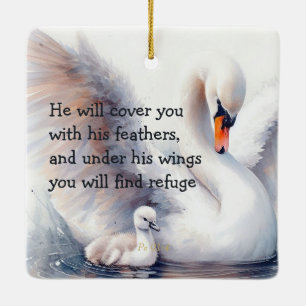 Psalm 91:4 Vingar Guds skydd Bibelskrift Julgransprydnad Keramik