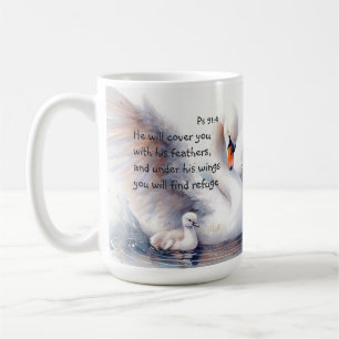 Psalm 91:4 Vingar Guds skydd Bibelskrift Kaffemugg