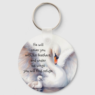 Psalm 91:4 Vingar Guds skydd Bibelskrift Nyckelring
