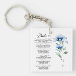 Psalm 91 Akvarell Blå Blomma Bibelns Skrifter