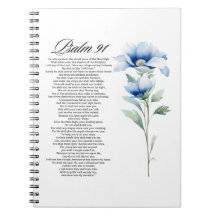 Psalm 91 Akvarell Blå Blomma Bibelns Skrifter