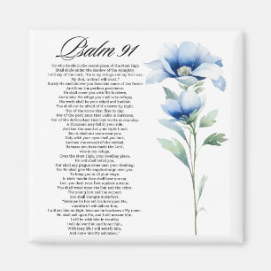 Psalm 91 Akvarell Blå Blomma Bibelns Skrifter Magnet